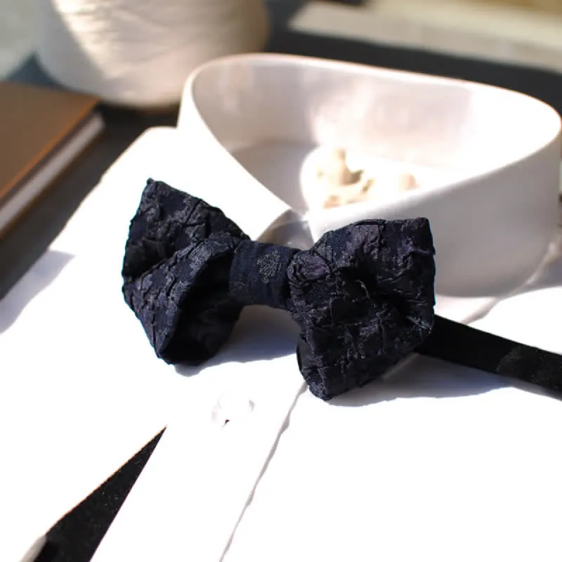 Men's Elegant Black Jacquard Floral Bow Tie sold by FloralTrip