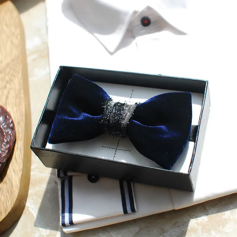 Men's Noble Navy Glossy Velvet Bow Tie sold by FloralTrip product image thumbnail 4
