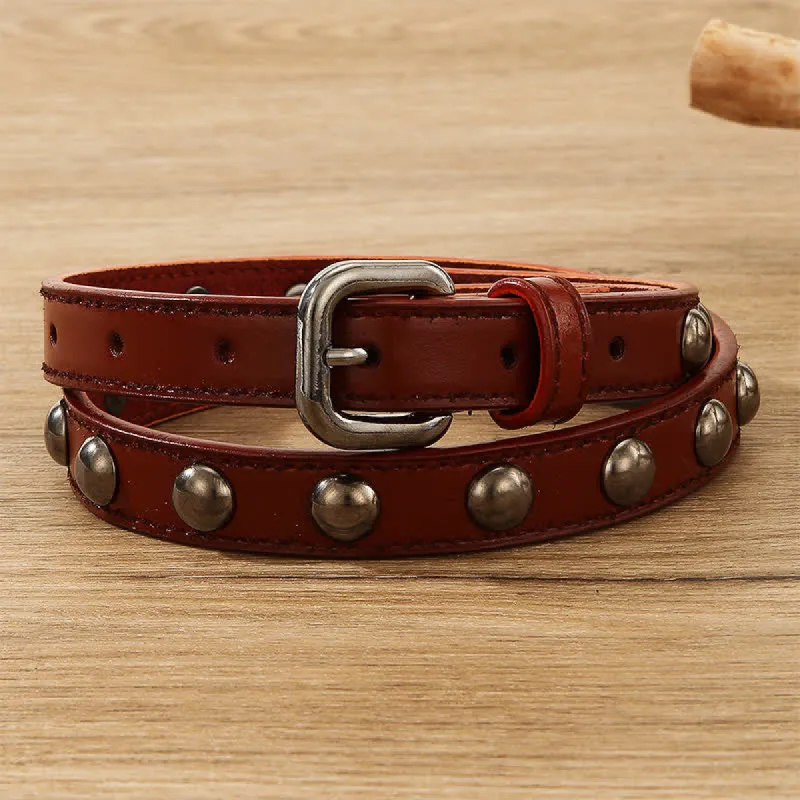 Women's Punk Rock Round Studded Leather Belt sold by FloralTrip