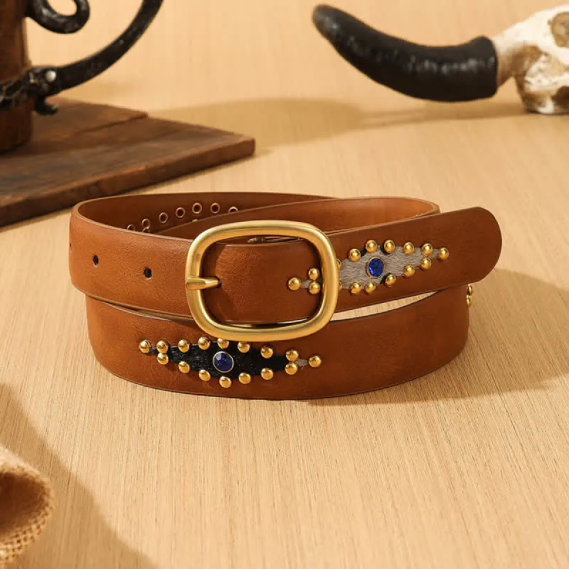 Women's Stylish Gem Rivets Inlaid Leather Belt sold by FloralTrip