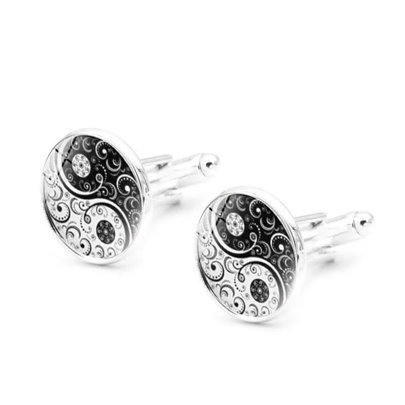 Men's Black & White Yin Yang Glass Dome Cufflinks sold by FloralTrip product image thumbnail 4