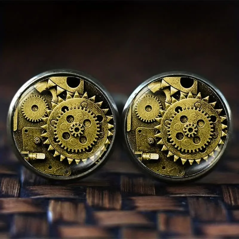 Men's Steampunk Glass Dome Shirt Cufflinks made by FloralTrip