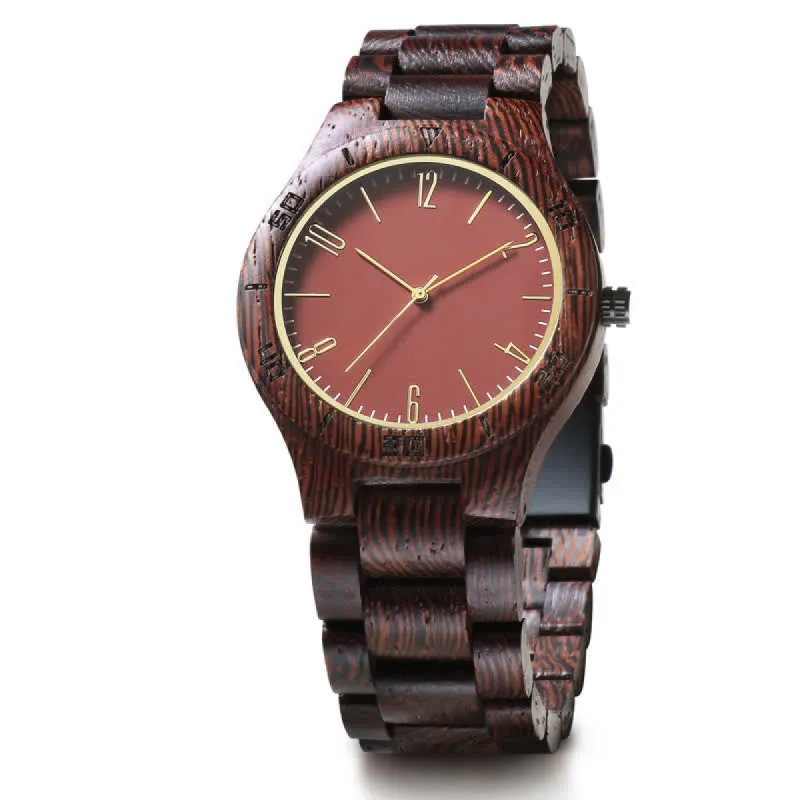 Men's Creative Two-Tone Quartz Wooden Watch sold by FloralTrip
