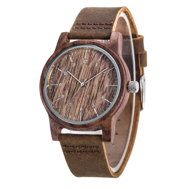 Men's Chic Leather Strap Lightweight Wooden Watch sold by FloralTrip product image thumbnail 5
