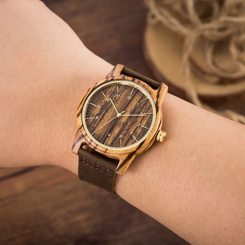 Men's Chic Leather Strap Lightweight Wooden Watch sold by FloralTrip product image thumbnail 2