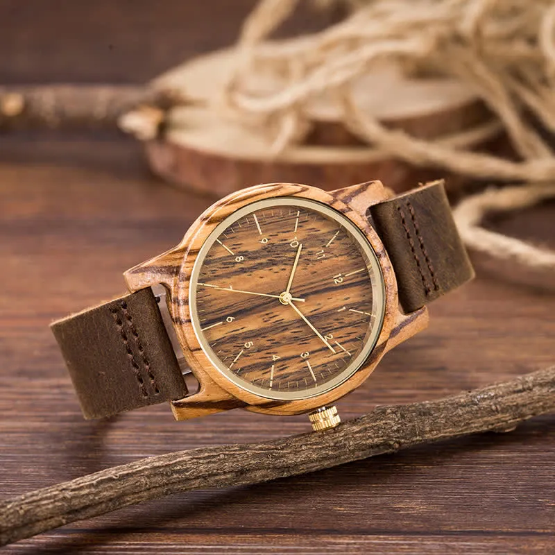 Men's Chic Leather Strap Lightweight Wooden Watch sold by FloralTrip product image thumbnail 3