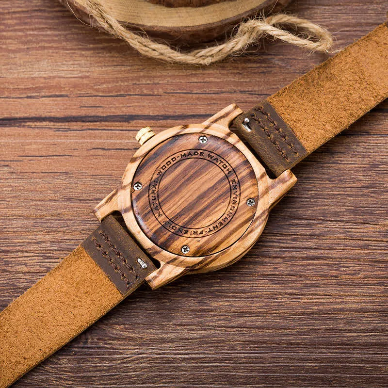 Men's Chic Leather Strap Lightweight Wooden Watch sold by FloralTrip product image thumbnail 4