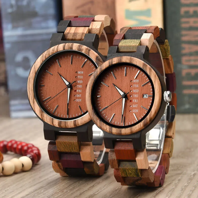 Men's Vintage Different Wood Wooden Watch sold by FloralTrip