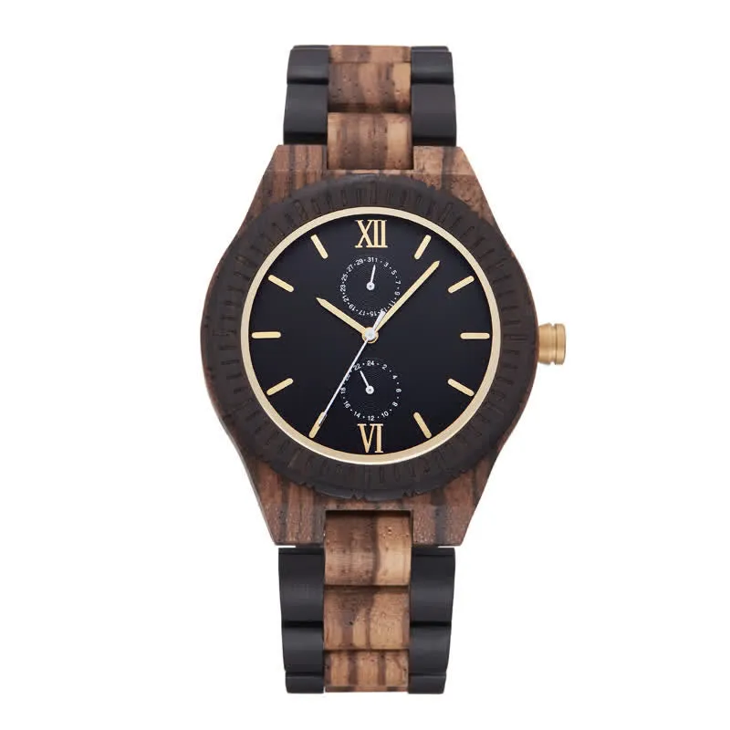 Men's Eco Friendly Wood Two Sub-Dial Wooden Watch sold by FloralTrip product image thumbnail 4