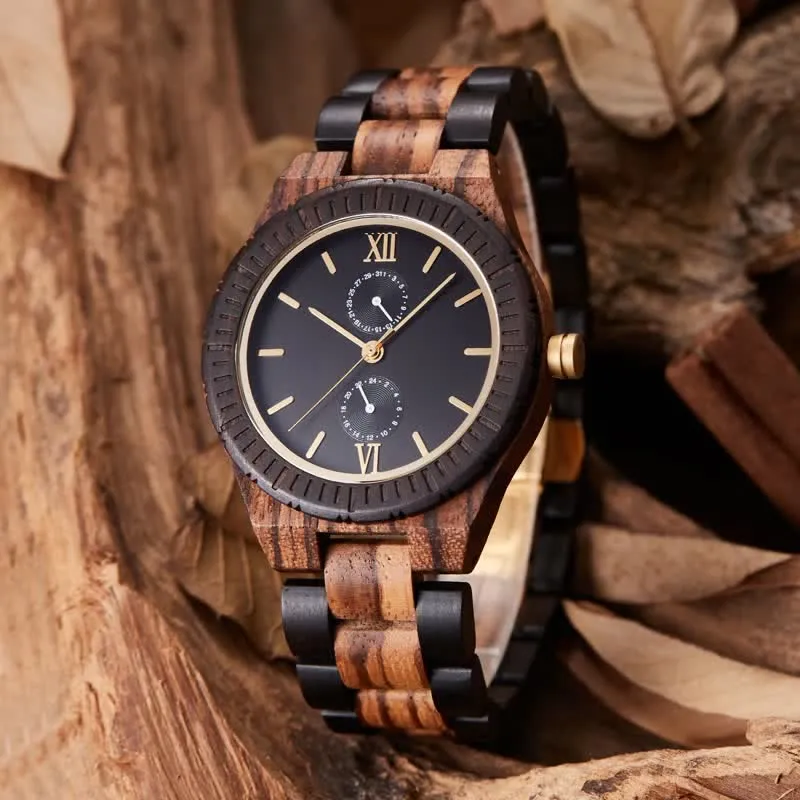 Men's Eco Friendly Wood Two Sub-Dial Wooden Watch sold by FloralTrip product image thumbnail 5