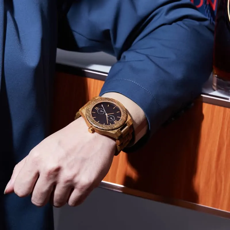 Men's Eco Friendly Wood Two Sub-Dial Wooden Watch sold by FloralTrip product image thumbnail 2