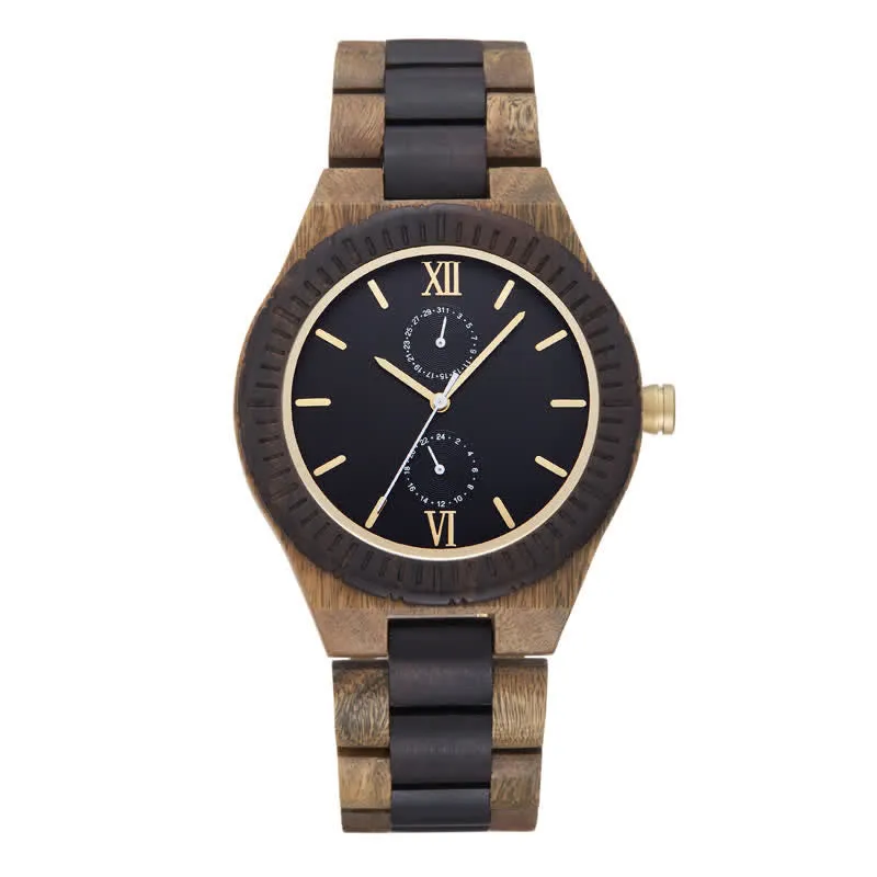 Men's Eco Friendly Wood Two Sub-Dial Wooden Watch sold by FloralTrip product image thumbnail 3