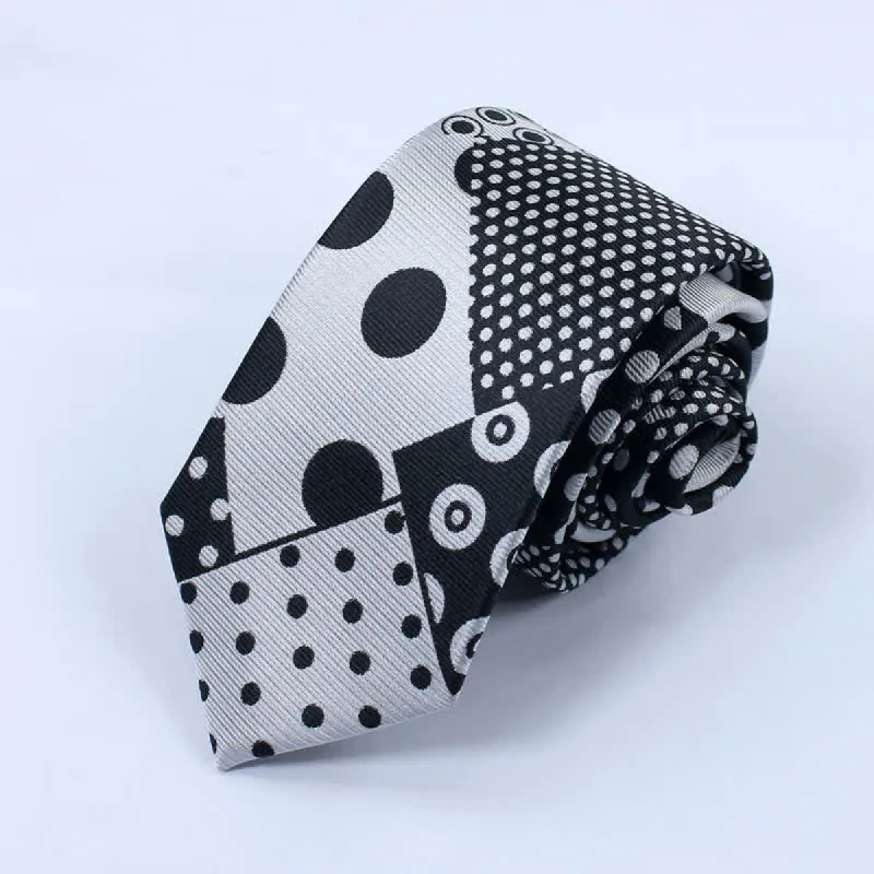 Men's Polka Dot Black And White Necktie sold by FloralTrip