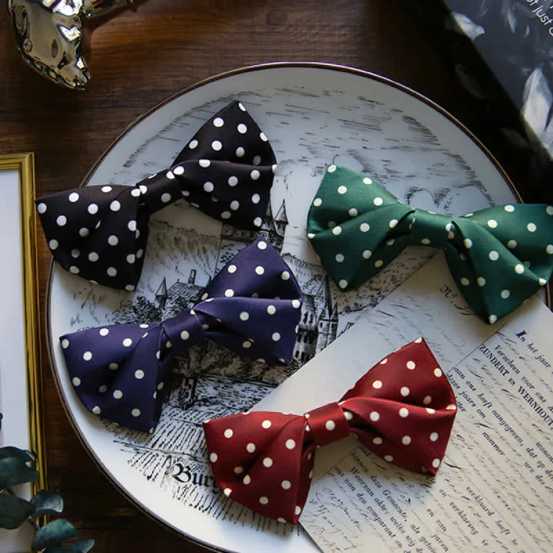 Men's Elegant White Polka Dots Bow Tie sold by FloralTrip