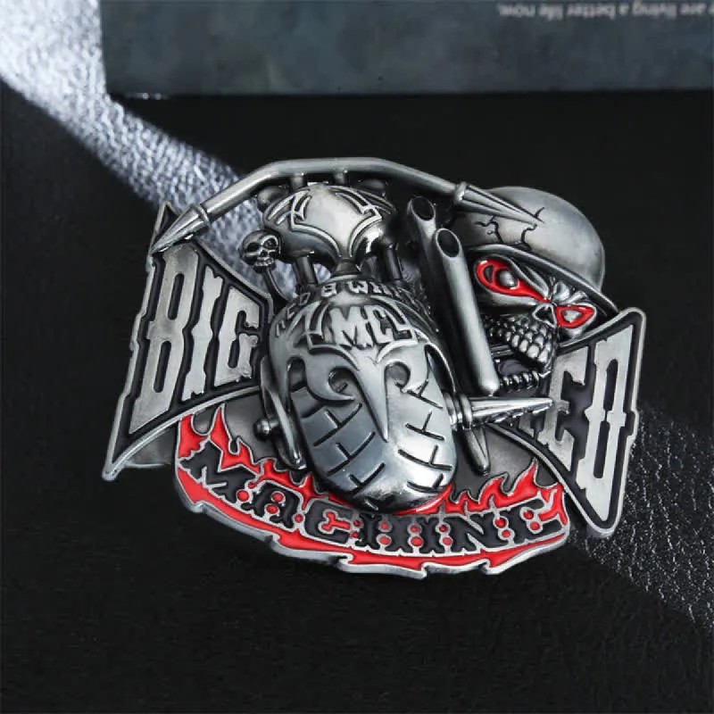Men's DIY Machine Skull Biker Buckle Leather Belt sold by FloralTrip