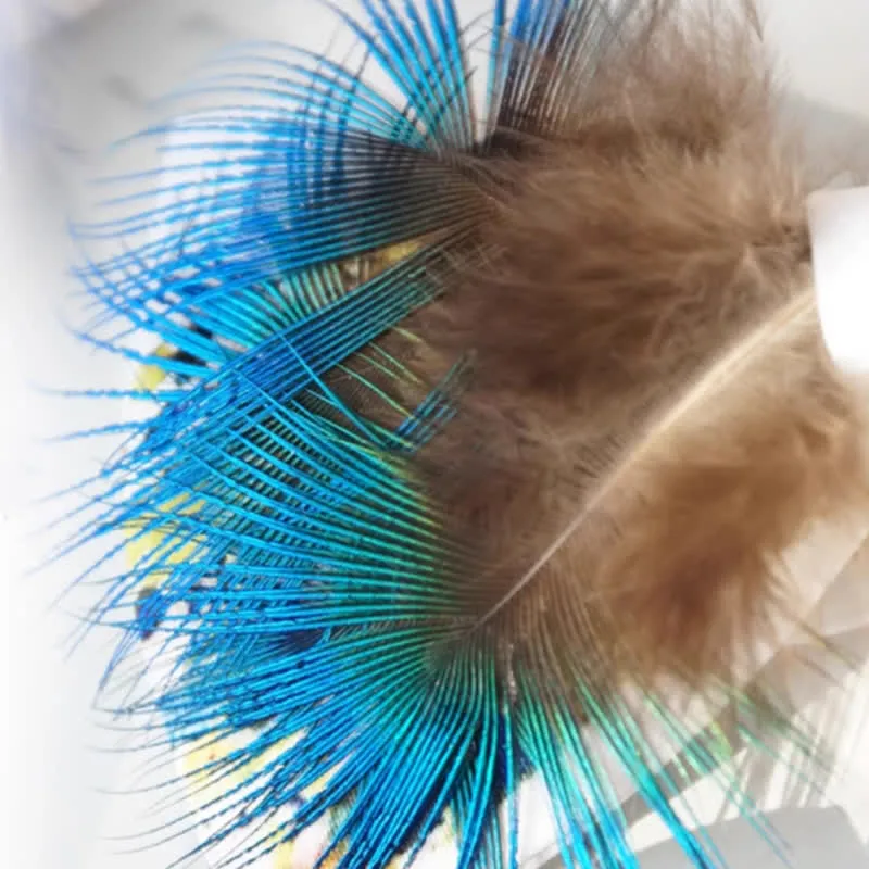 Blue & White Peacock 3D Tail Feather Bow Tie sold by FloralTrip product image thumbnail 4