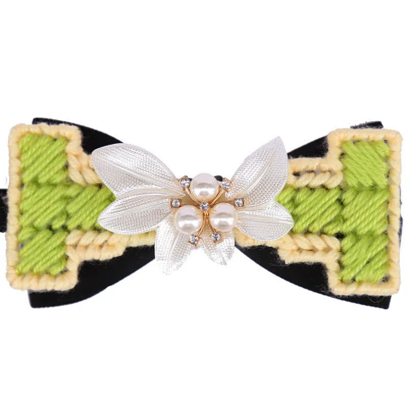 Men's Wool Weave Pearl Rinestone Flower Bow Tie made by FloralTrip