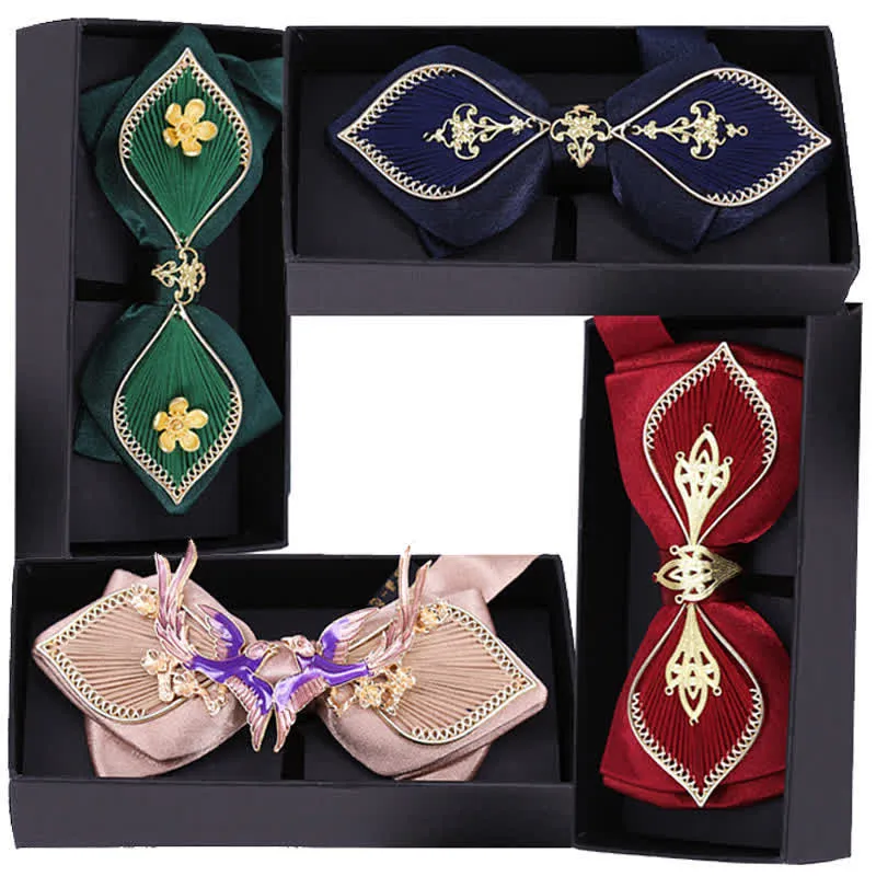 Men's Wedding Golden Floral Branch Bird Bow Tie sold by FloralTrip product image thumbnail 2