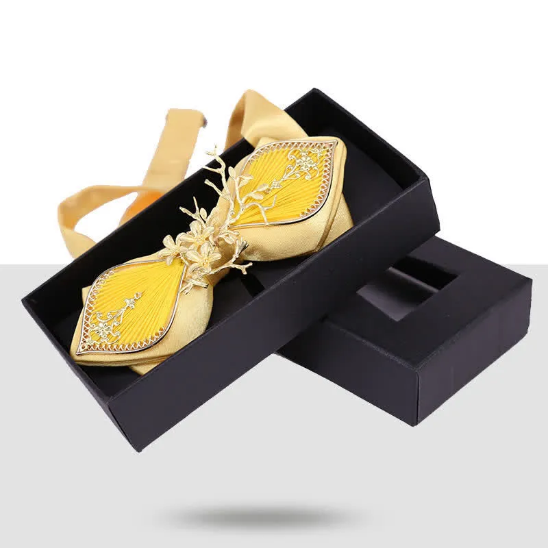 Men's Wedding Golden Floral Branch Bird Bow Tie sold by FloralTrip product image thumbnail 3