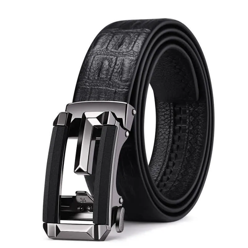 Men's Crocodile Print Hollow Automatic Buckle Leather Belt sold by FloralTrip