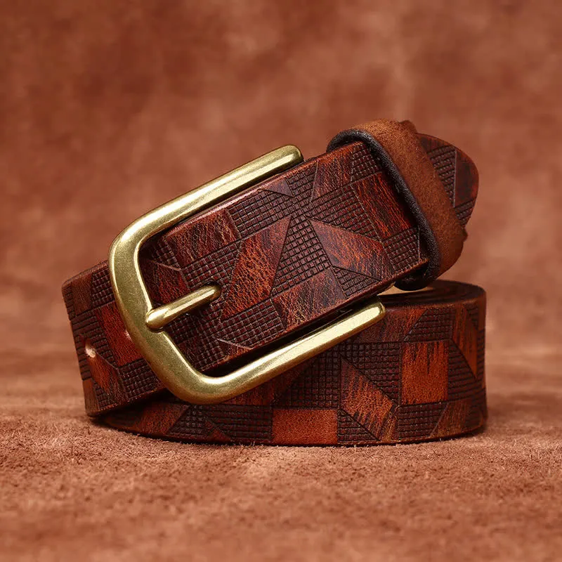 Men's Laser Engraving Diamond Pattern Leather Belt sold by FloralTrip
