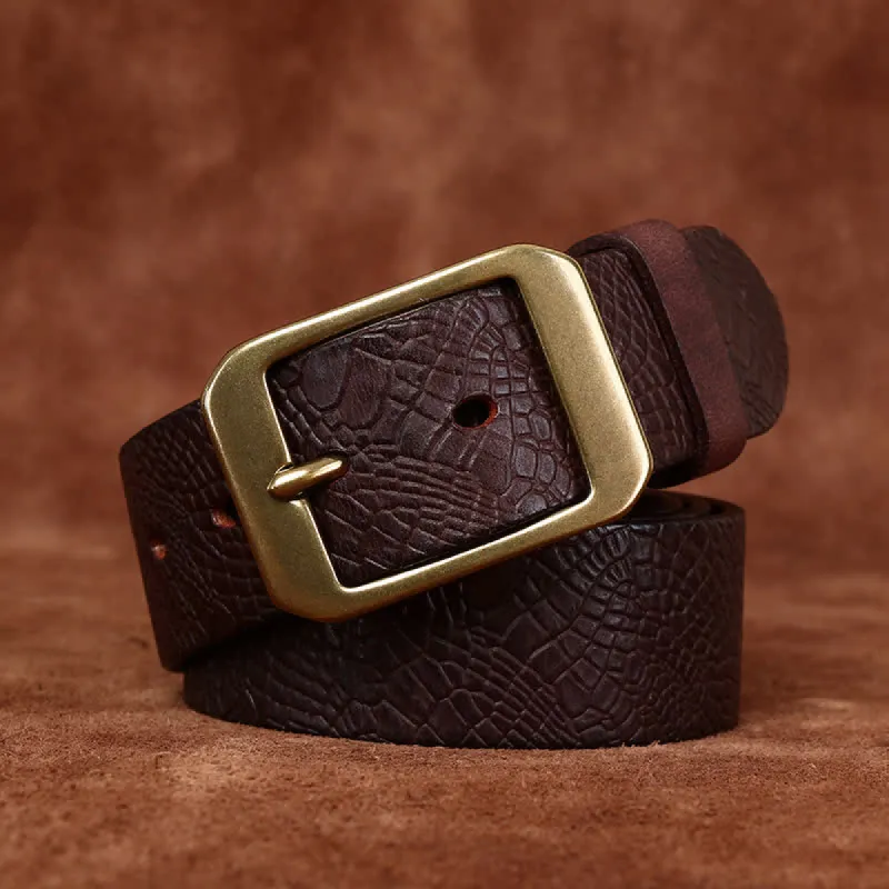 Men's Crocodile Print Full Grain Leather Belt sold by FloralTrip