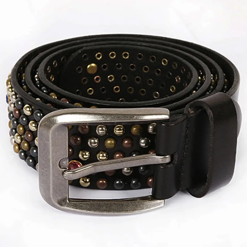 Stylish Nailheads Rhinestone Studded Rivet Leather Belt sold by FloralTrip product image thumbnail 4
