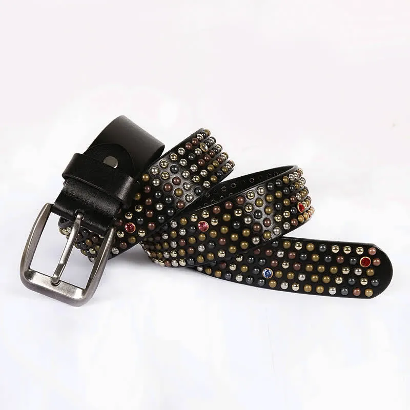 Stylish Nailheads Rhinestone Studded Rivet Leather Belt sold by FloralTrip