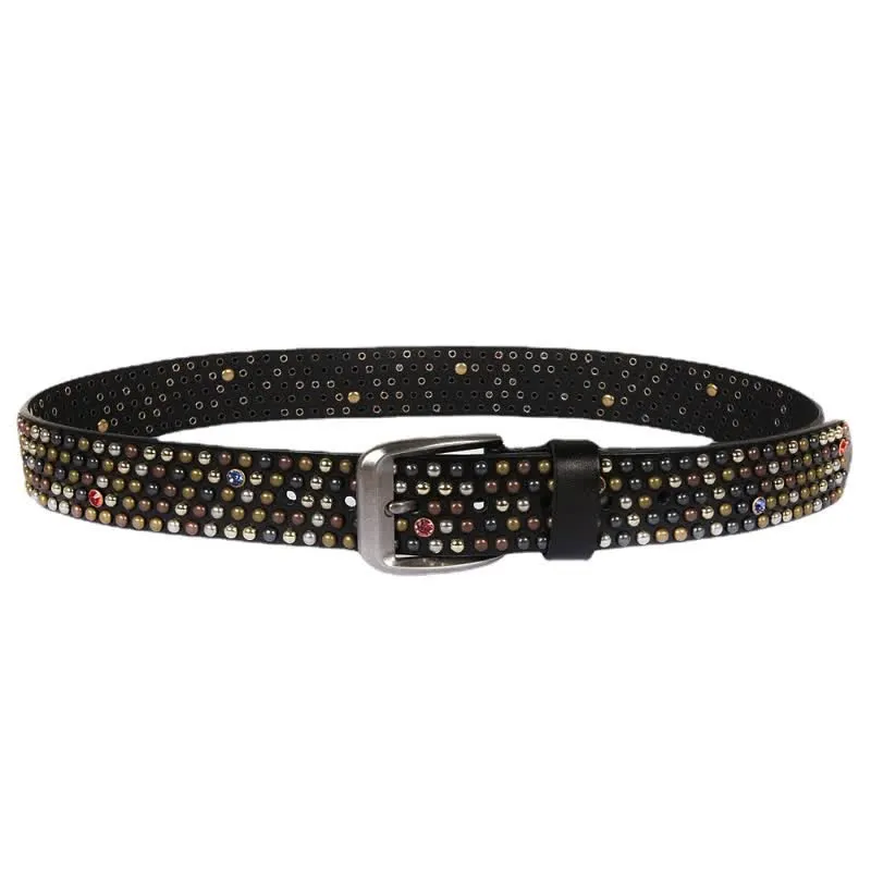 Stylish Nailheads Rhinestone Studded Rivet Leather Belt sold by FloralTrip product image thumbnail 5