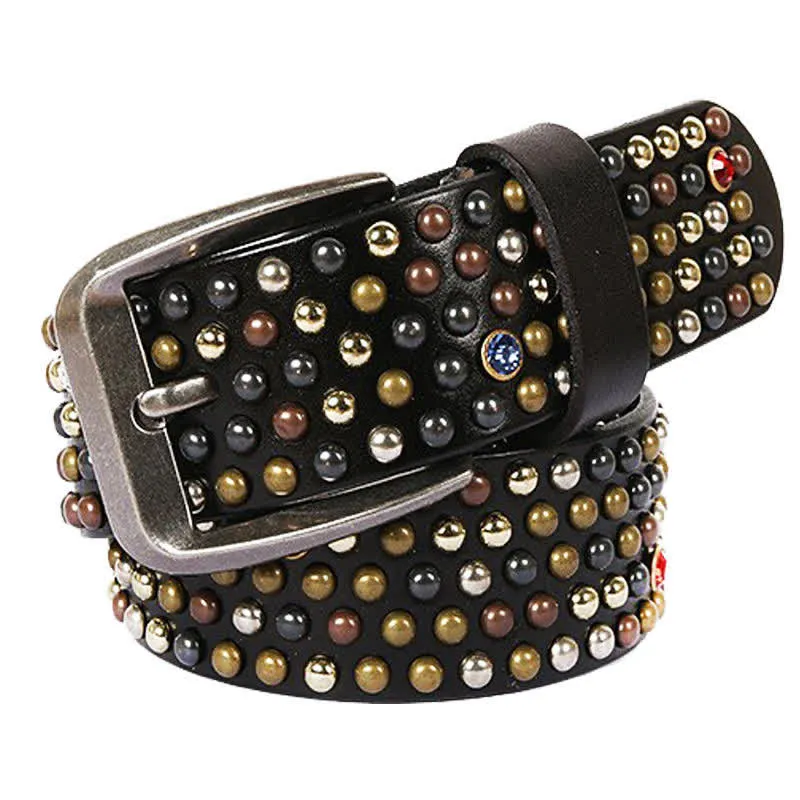 Stylish Nailheads Rhinestone Studded Rivet Leather Belt sold by FloralTrip product image thumbnail 2