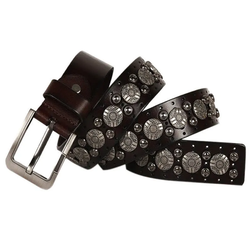 Motorcycle Jeans Heavy Metal Rivet Leather Belt sold by FloralTrip