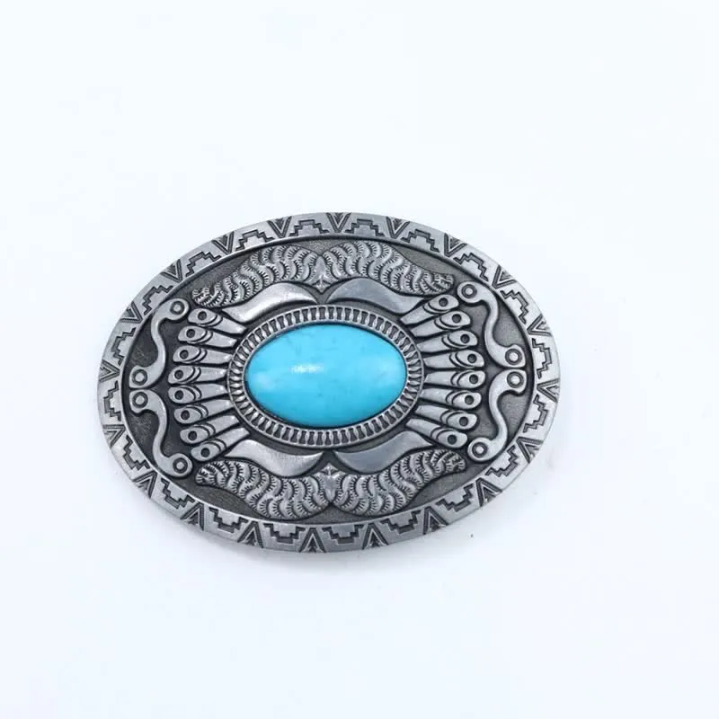 Men's DIY Indian Shield Turquoise Buckle Leather Belt sold by FloralTrip product image thumbnail 3