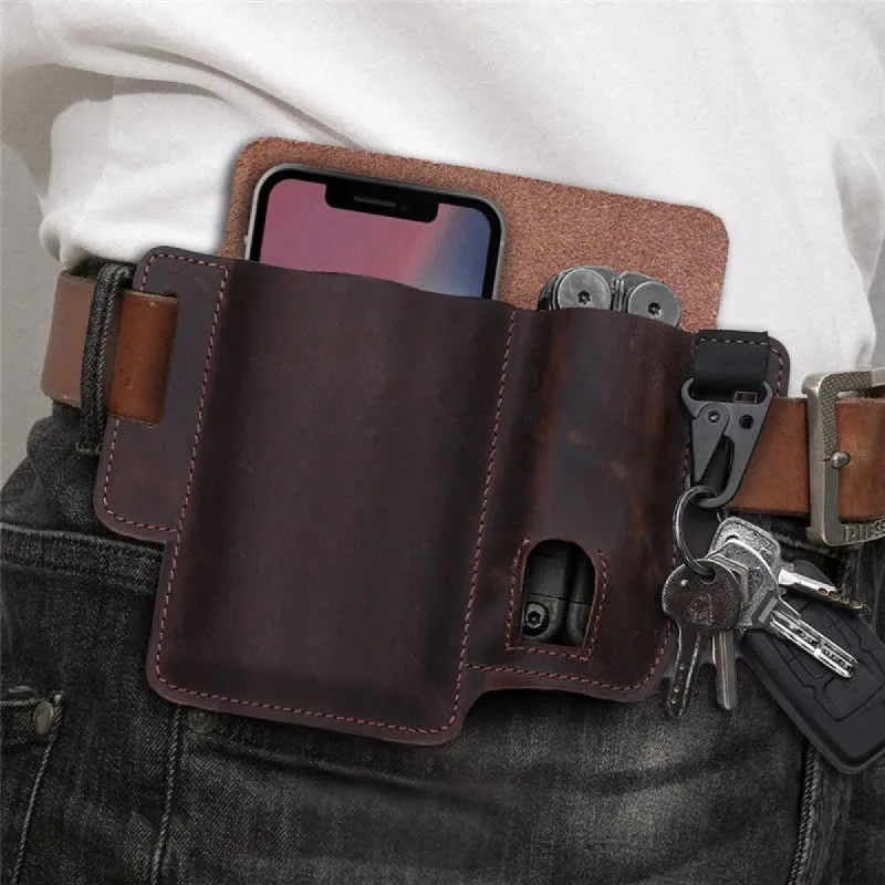 EDC Tactical Multifunctional Holster Leather Belt Bag sold by FloralTrip