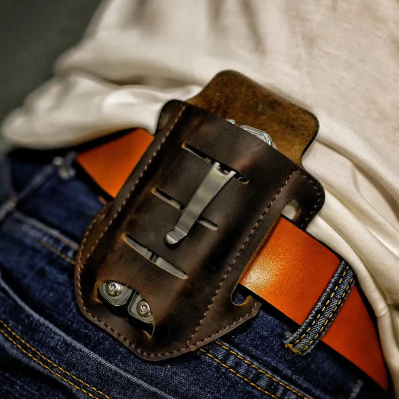 Multi-tool Flashlight Sheath Leather Belt Bag sold by FloralTrip