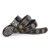 Men's Ethnic Carved Flower & Lion Head Rivet Leather Belt sold by FloralTrip