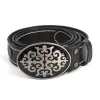 Men's Ethnic Carved Flower & Lion Head Rivet Leather Belt sold by FloralTrip