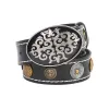 Men's Ethnic Carved Flower & Lion Head Rivet Leather Belt sold by FloralTrip