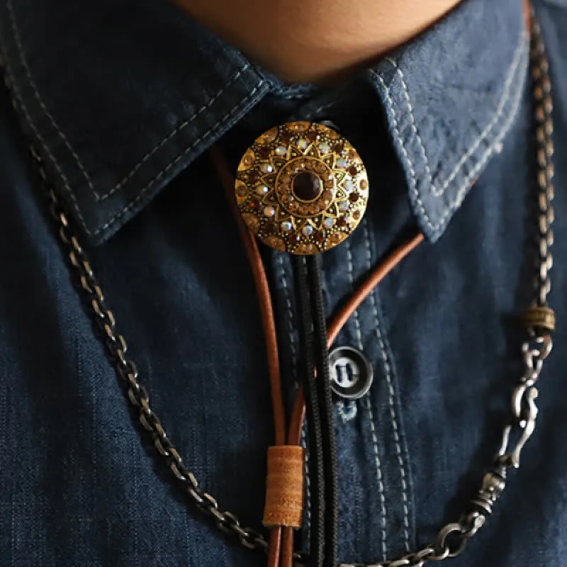 Sparkling Rhinestone Antique Gold Bolo Tie sold by FloralTrip