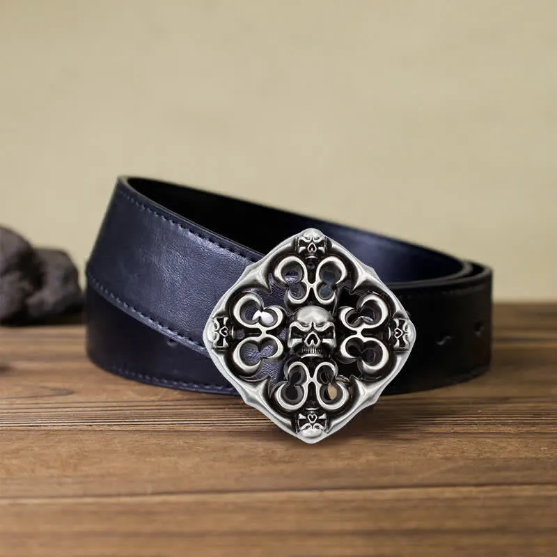 Men's DIY Rock Hollow Out Skull Buckle Leather Belt sold by FloralTrip product image thumbnail 4