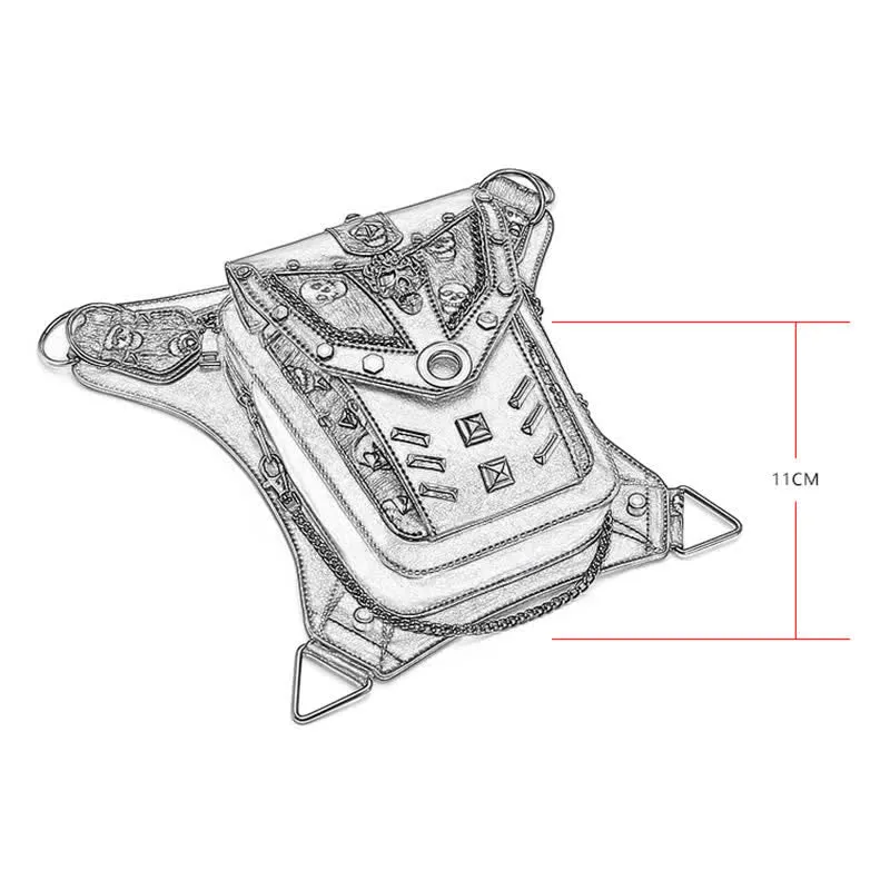 Skull Studs Decoration Steampunk Chain Waist Leg Bag sold by FloralTrip product image thumbnail 4