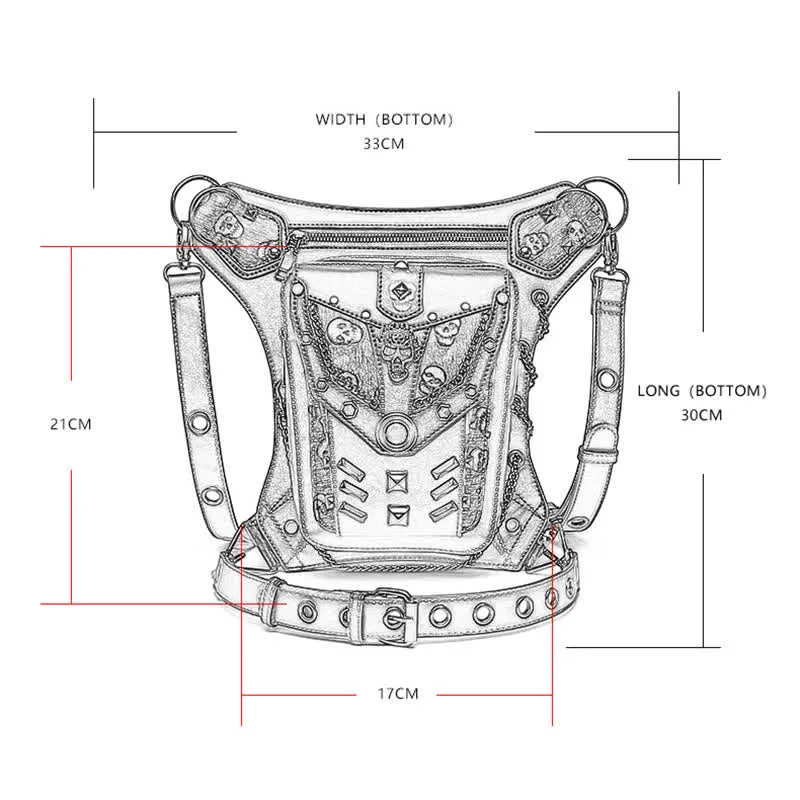 Skull Studs Decoration Steampunk Chain Waist Leg Bag sold by FloralTrip product image thumbnail 3