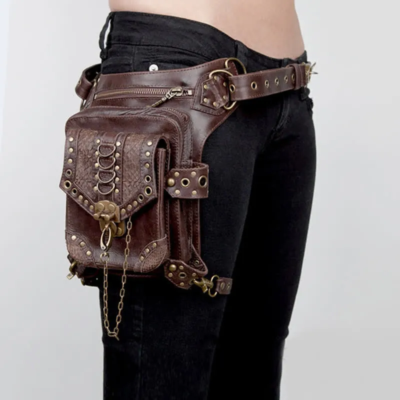 Travel Brown Gothic Chain Steampunk Waist Leg Bag sold by FloralTrip product image thumbnail 4