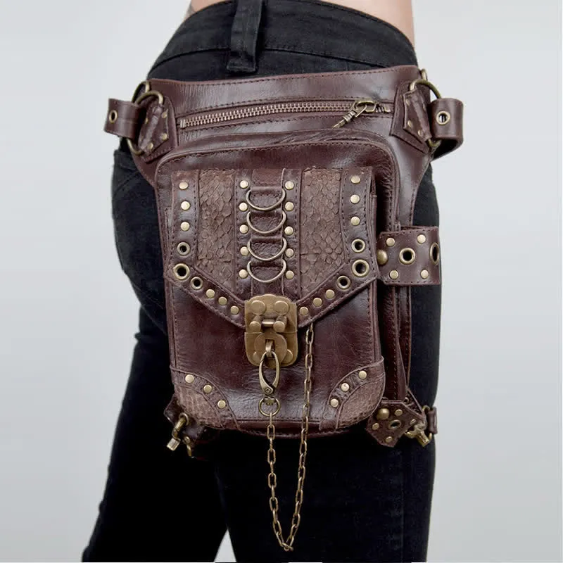 Travel Brown Gothic Chain Steampunk Waist Leg Bag sold by FloralTrip