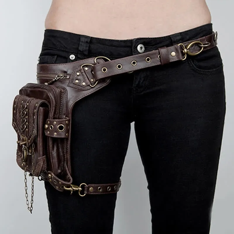 Travel Brown Gothic Chain Steampunk Waist Leg Bag sold by FloralTrip product image thumbnail 5