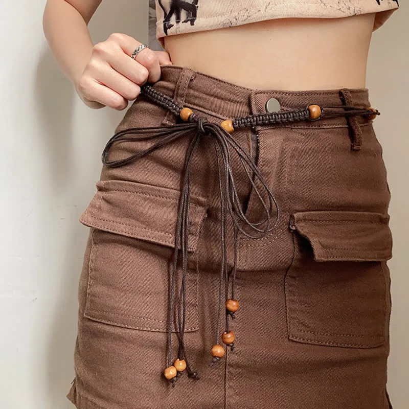 Women's Bead Decor Bohemia Braided Waist Rope Belt sold by FloralTrip