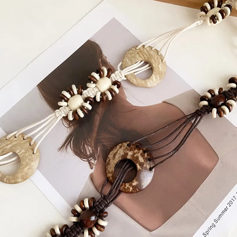 Women's Beaded Boho Lace Up Braided Waist Rope Belt sold by FloralTrip product image thumbnail 5