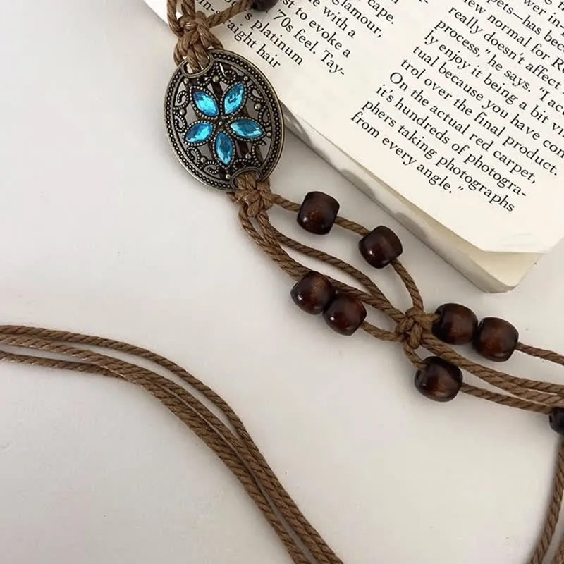 Women's Gemstone Wood Beads Boho Braided Waist Rope Belt sold by FloralTrip product image thumbnail 5