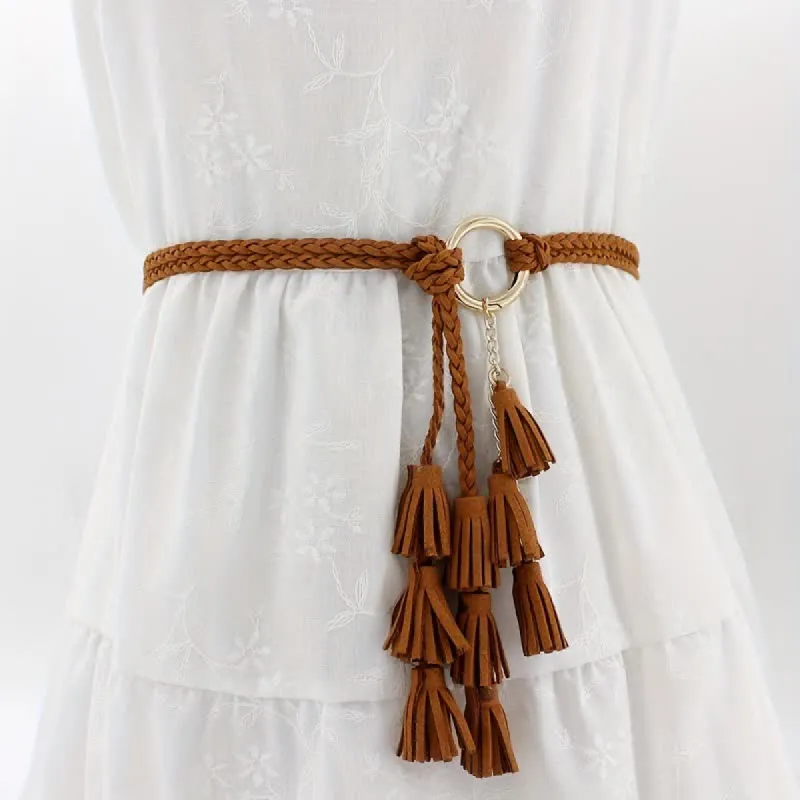 Women's Bohemian Tassels Braided Waist Rope Belt sold by FloralTrip