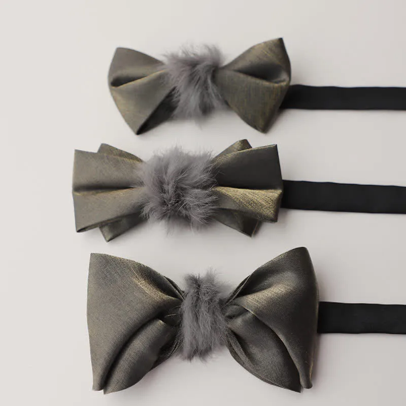 Men's Vintage Gray Soft Plush Decor Bow Tie sold by FloralTrip
