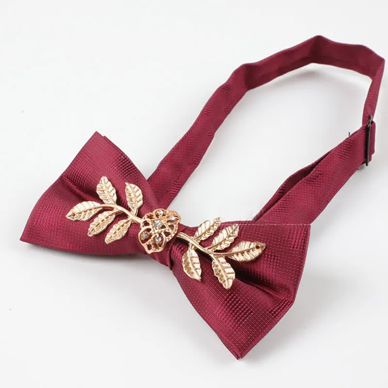 Men's Golden Leaves Flower Ornament Bow Tie sold by FloralTrip product image thumbnail 5